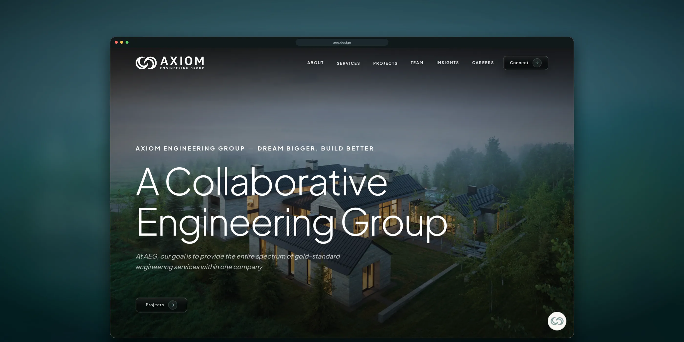 AEG Design website home page in a glass frame