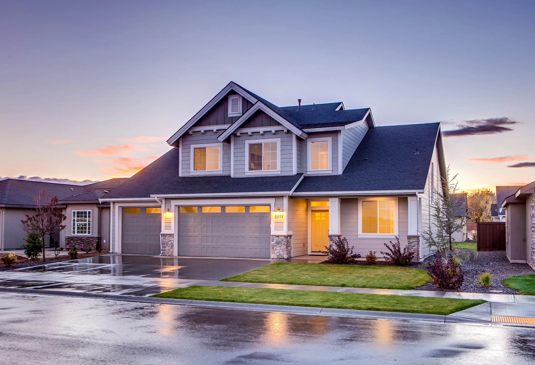 A finished Utah home at dusk